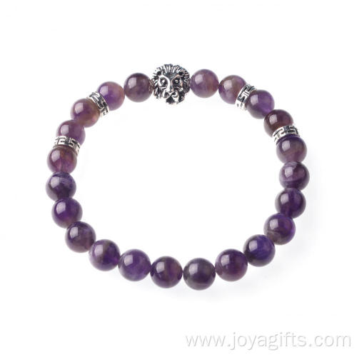 Amethyst Semi Precious Stone Elastic Beaded Bracelet